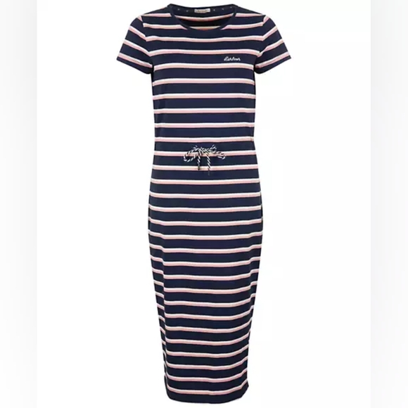 Barbour Striped Bayside Drawcord-Waist Midi Dress - Picture 3 of 13